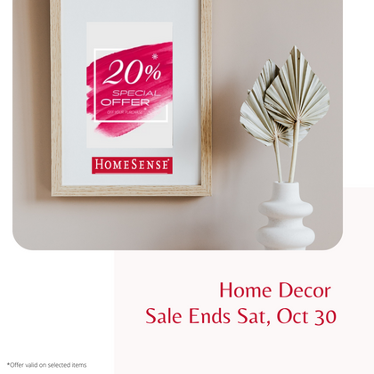 20% off on selected home decor items till 30th october 